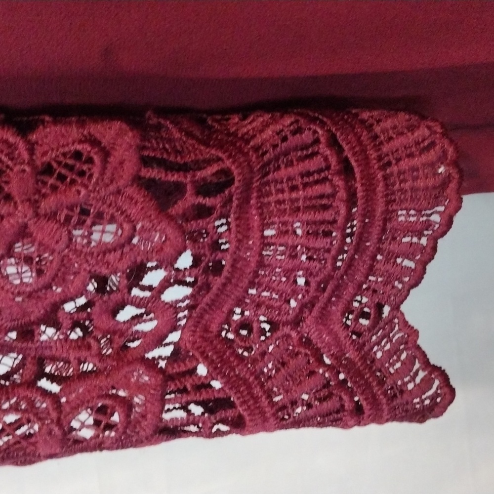 NWT Lulus Burgundy Lace Open Back Maxi Gown Romantic Formal Evening Glam Medium - Picture 8 of 14